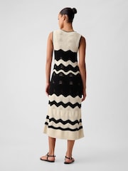 Gap Black Sleeveless Knit Crochet Midi Dress - Image 3 of 6