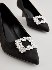 Black Forever Comfort® Jewel Kitten Heels - Image 3 of 7