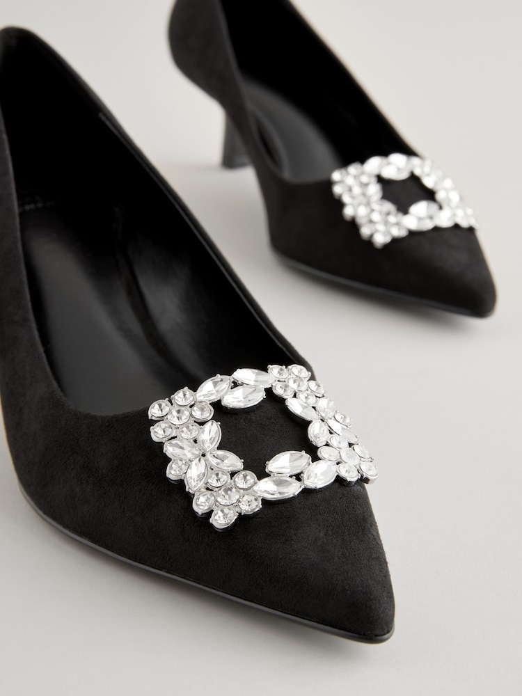 Black Forever Comfort® Jewel Kitten Heels - Image 3 of 7
