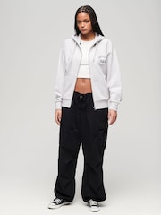 Superdry Grey Boyfriend College Logo Zip Hoodie - Image 2 of 6