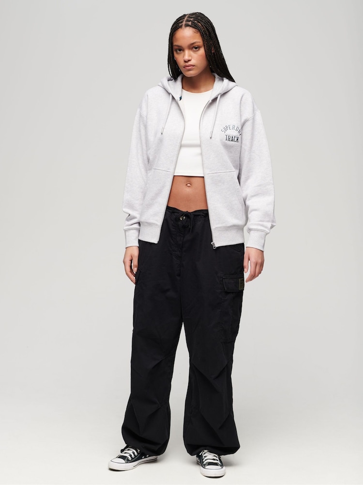 Superdry Grey Boyfriend College Logo Zip Hoodie - Image 2 of 6