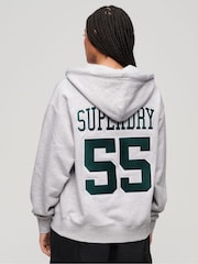 Superdry Grey Boyfriend College Logo Zip Hoodie - Image 3 of 6