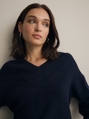 Blue Navy V-Neck Knit Jumper - Image 1 of 5