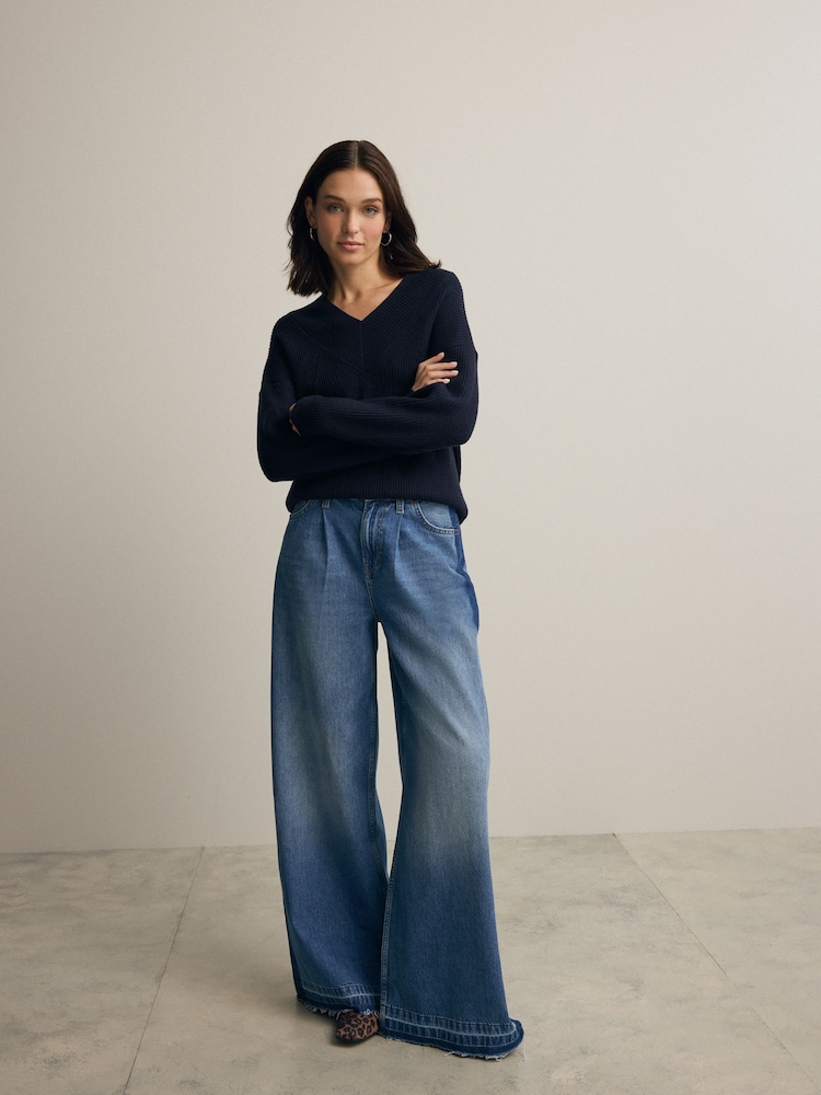 Blue Navy V-Neck Knit Jumper - Image 2 of 5