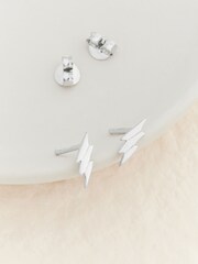 Sterling Silver Lightning Bolt Stud Earrings - Image 5 of 5
