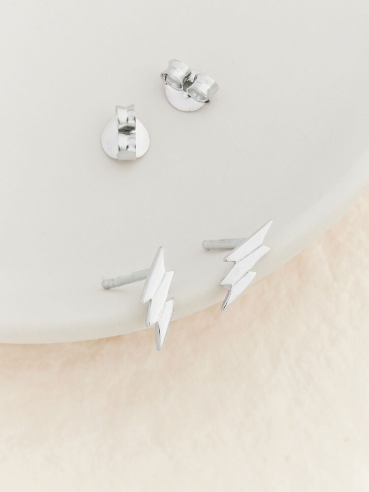 Sterling Silver Lightning Bolt Stud Earrings - Image 5 of 5