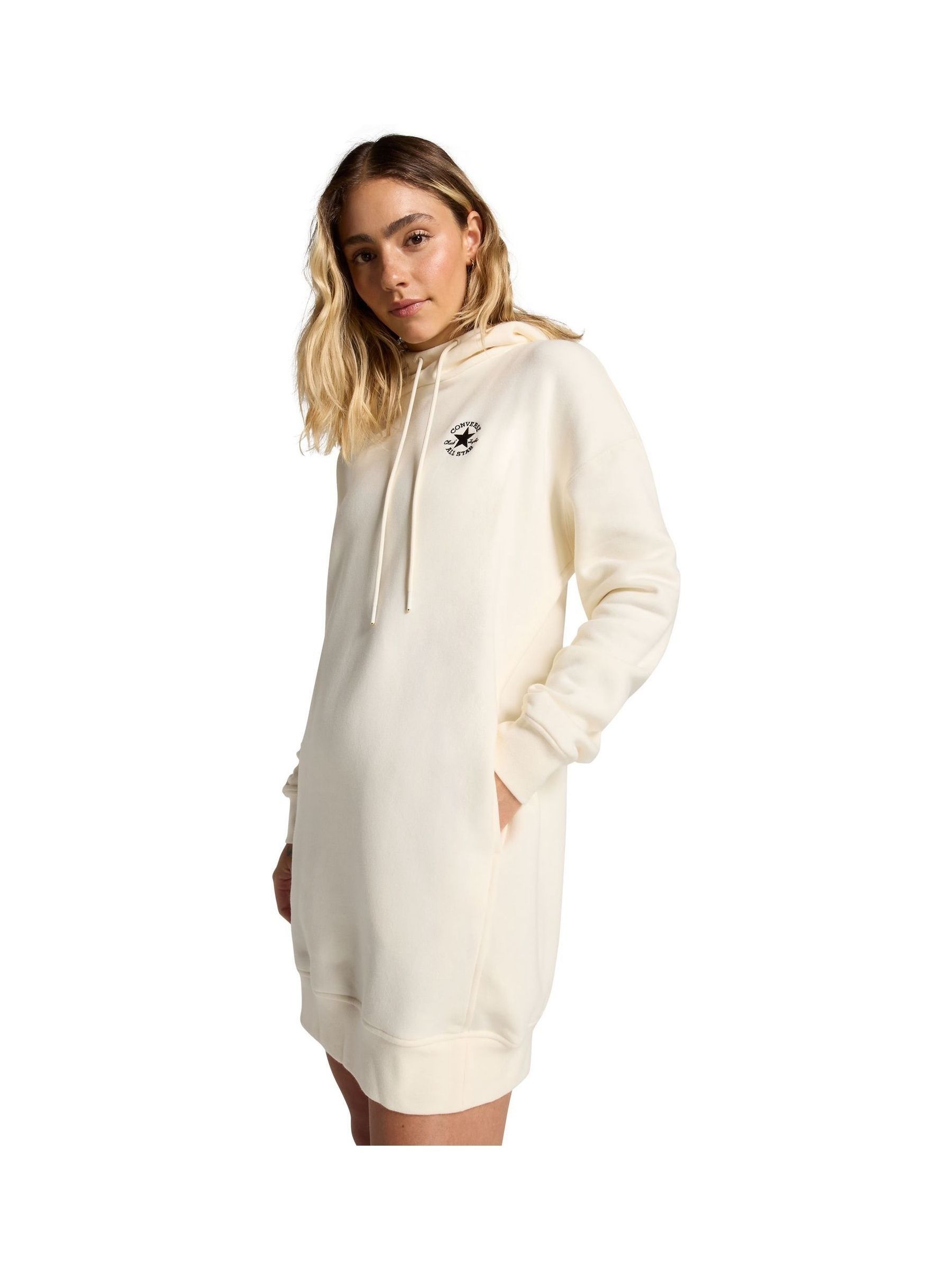 Buy Converse Cream Longline Embroidery Hoodie Dress from Next USA
