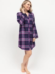 Cyberjammies Blue Long Sleeved Check 100% Cotton Nightshirt - Image 2 of 4