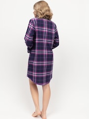 Cyberjammies Blue Long Sleeved Check 100% Cotton Nightshirt - Image 3 of 4