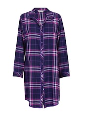 Cyberjammies Blue Long Sleeved Check 100% Cotton Nightshirt - Image 4 of 4