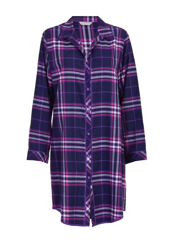 Cyberjammies Blue Long Sleeved Check 100% Cotton Nightshirt - Image 4 of 4