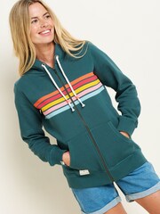Brakeburn Blue Retro Stripe Zip Thru Hoodie - Image 3 of 5