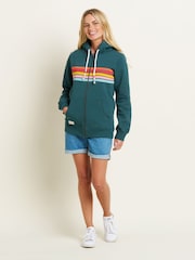 Brakeburn Blue Retro Stripe Zip Thru Hoodie - Image 4 of 5