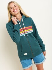 Brakeburn Blue Retro Stripe Zip Thru Hoodie - Image 5 of 5