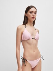 HUGO Pink Tie Side Bikini Bottoms With Logo Print - Image 1 of 5