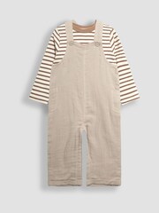JoJo Maman Bébé Natural Cheesecloth Dungarees And Top Set - Image 1 of 5