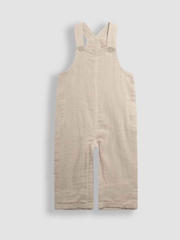 JoJo Maman Bébé Natural Cheesecloth Dungarees And Top Set - Image 2 of 5