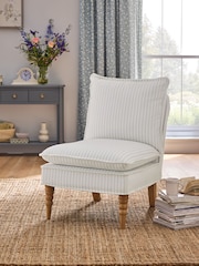Laura Ashley Henley Stripe Duck Egg Blue Nordan Armless Accent Chair - Image 1 of 9