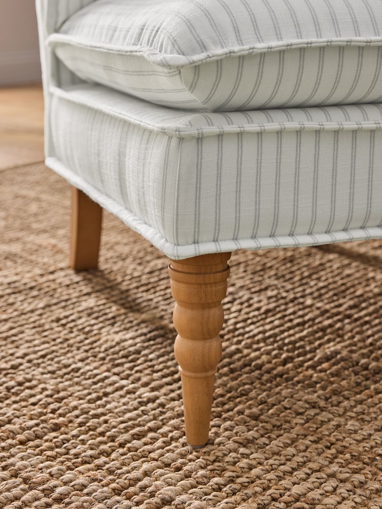 Laura Ashley Henley Stripe Duck Egg Blue Nordan Armless Accent Chair - Image 2 of 9