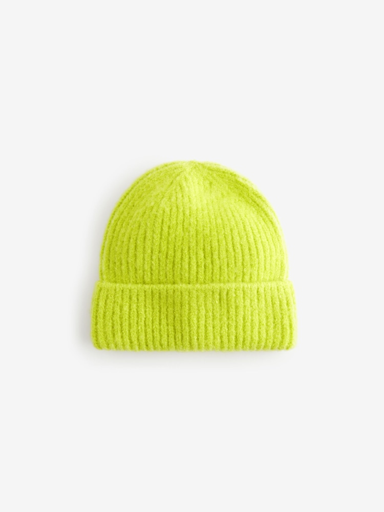 Lime Green Chunky Rib Beanie Hat (1-16yrs) - Image 2 of 3 Lime Green Chunky Rib Beanie Hat (1-16yrs) - Image 2 of 3