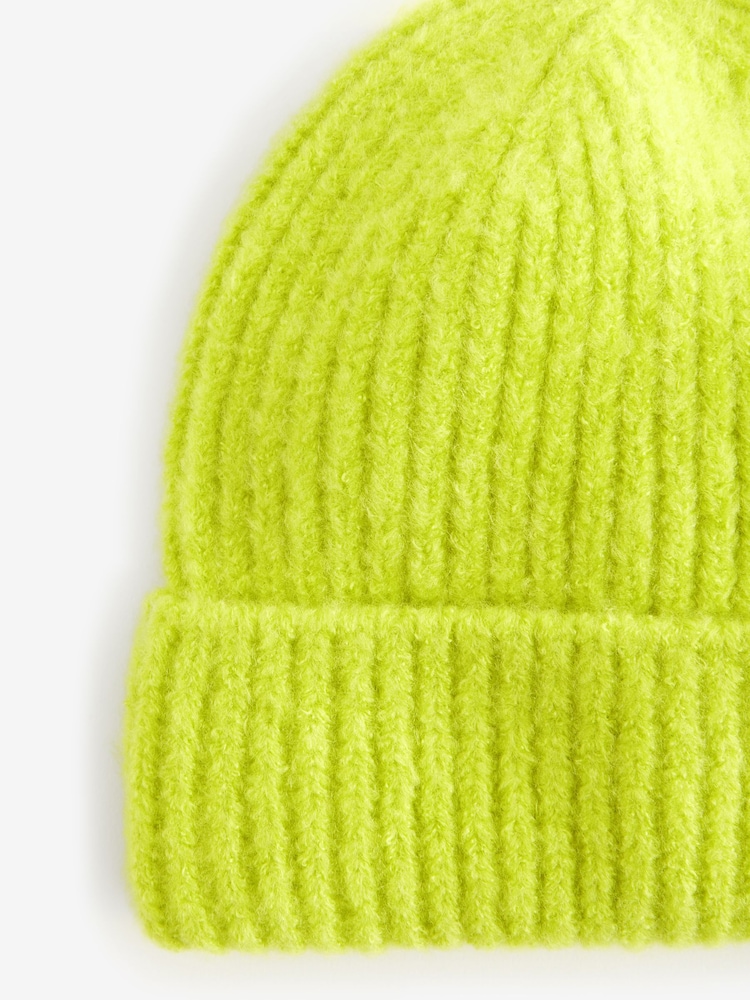 Lime Green Chunky Rib Beanie Hat (1-16yrs) - Image 3 of 3 Lime Green Chunky Rib Beanie Hat (1-16yrs) - Image 3 of 3