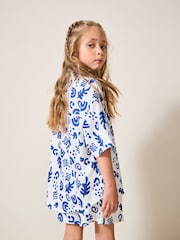 White/Blue Textured Shirt And Shorts Set (3-16yrs) - Image 3 of 7