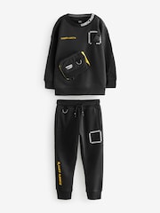 Black Subscribe Bag Crew Sweat and Joggers Set (3-16yrs) - Image 3 of 6