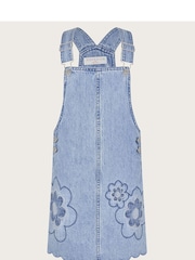 Monsoon Blue 100% Cotton Denim Flower Pinafore - Image 1 of 3