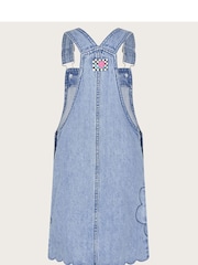 Monsoon Blue 100% Cotton Denim Flower Pinafore - Image 2 of 3
