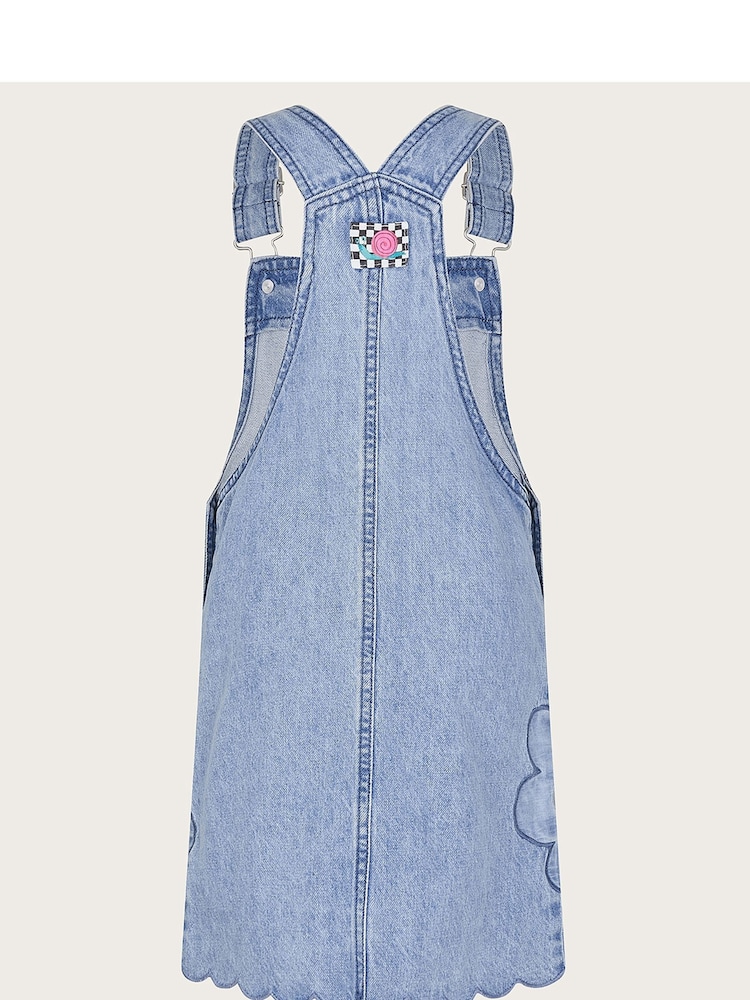 Monsoon Blue 100% Cotton Denim Flower Pinafore - Image 2 of 3