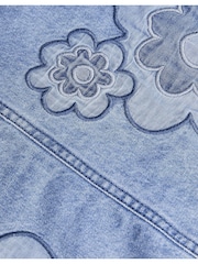 Monsoon Blue 100% Cotton Denim Flower Pinafore - Image 3 of 3