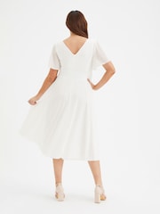 Scarlett & Jo White Victoria Angel Sleeve Mesh Midi long Dress - Image 4 of 4