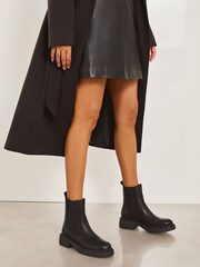 Lipsy Black Standard Fit Flat Chunky Chelsea Faux Leather Boot - Image 3 of 4