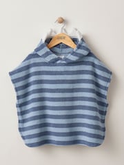 Mamas & Papas Blue 100% Cotton 3D Shark Hood Poncho - Image 2 of 4