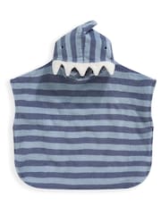 Mamas & Papas Blue 100% Cotton 3D Shark Hood Poncho - Image 4 of 4