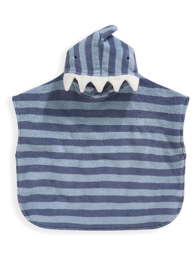 Mamas & Papas Blue 100% Cotton 3D Shark Hood Poncho - Image 4 of 4