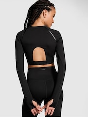 Victoria's Secret PINK Black Relay Long Sleeve Crop Top - Image 2 of 3