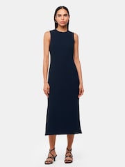 Whistles Blue Erin Texture Midi Dress - Image 1 of 5