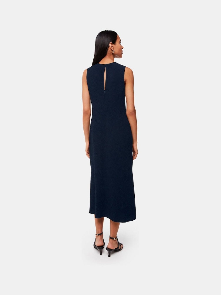 Whistles Blue Erin Texture Midi Dress - Image 2 of 5 Whistles Blue Erin Texture Midi Dress - Image 2 of 5