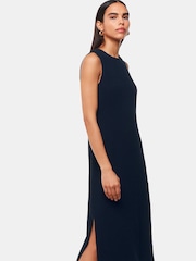 Whistles Blue Erin Texture Midi Dress - Image 3 of 5