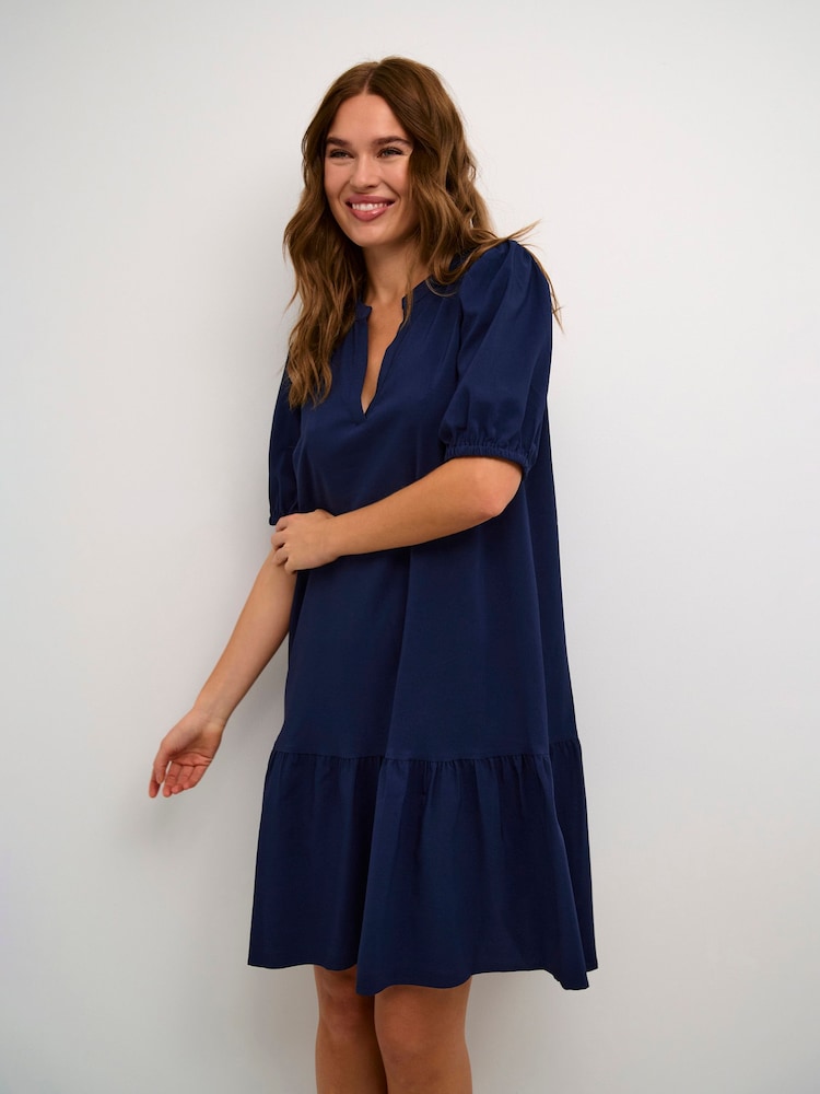 Kaffe Blue Edith Above Knee Length A-Line Dress - Image 1 of 5 Kaffe Blue Edith Above Knee Length A-Line Dress - Image 1 of 5