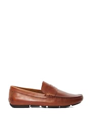 Dune London Tan Brown Bradlay Saddle Driver Shoes - Image 1 of 6