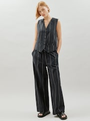 Albaray 100% Cotton Stripe Black Trousers - Image 1 of 6
