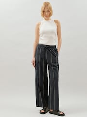 Albaray 100% Cotton Stripe Black Trousers - Image 4 of 6