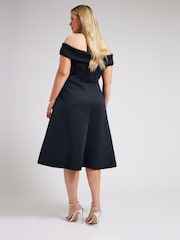 Yours Curve Yours LONDON Curve Navy синий бант Bardot Skater платья - Image 4 of 6