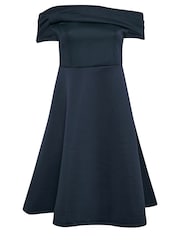 Yours Curve Yours LONDON Curve Navy синий бант Bardot Skater платья - Image 6 of 6