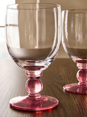 Nina Campbell Set of 4 Pink Goblet Wine Glasses - Image 2 of 4