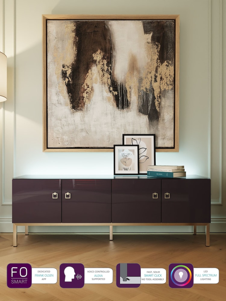 Frank Olsen Plum Black Lyra Four Door SMART TV Cabinet - Image 2 of 11