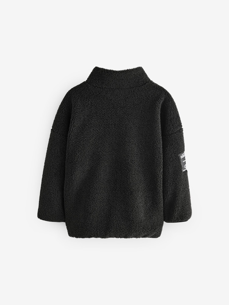 Black Zip Through Borg Fleece (3-16yrs) - Image 2 of 4