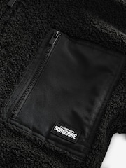 Black Zip Through Borg Fleece (3-16yrs) - Image 3 of 4